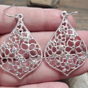 Elegant Silver Floral Earrings